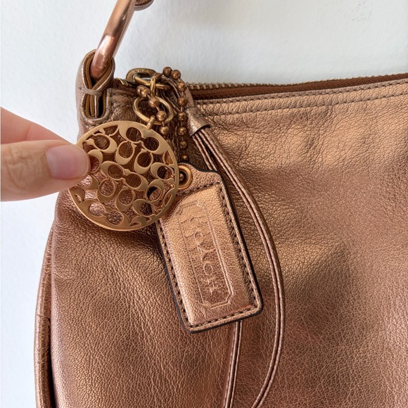 COACH Ali Leather Hobo Rose Gold Metallic Shoulder Bag - Picture 3 of 11